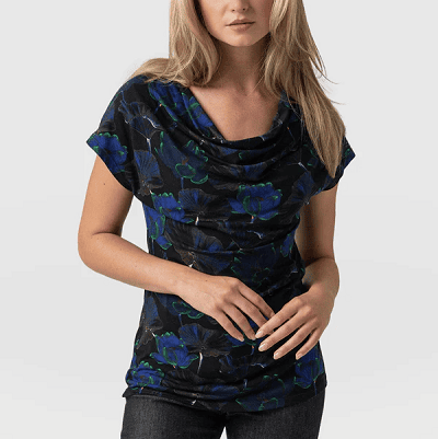 dressy cowl-neck top for work outfit from Saint and Sofia