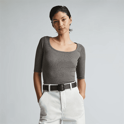 gray scoopneck tee