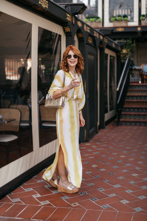 woman wearing dress from Saks Fifth Avenue 