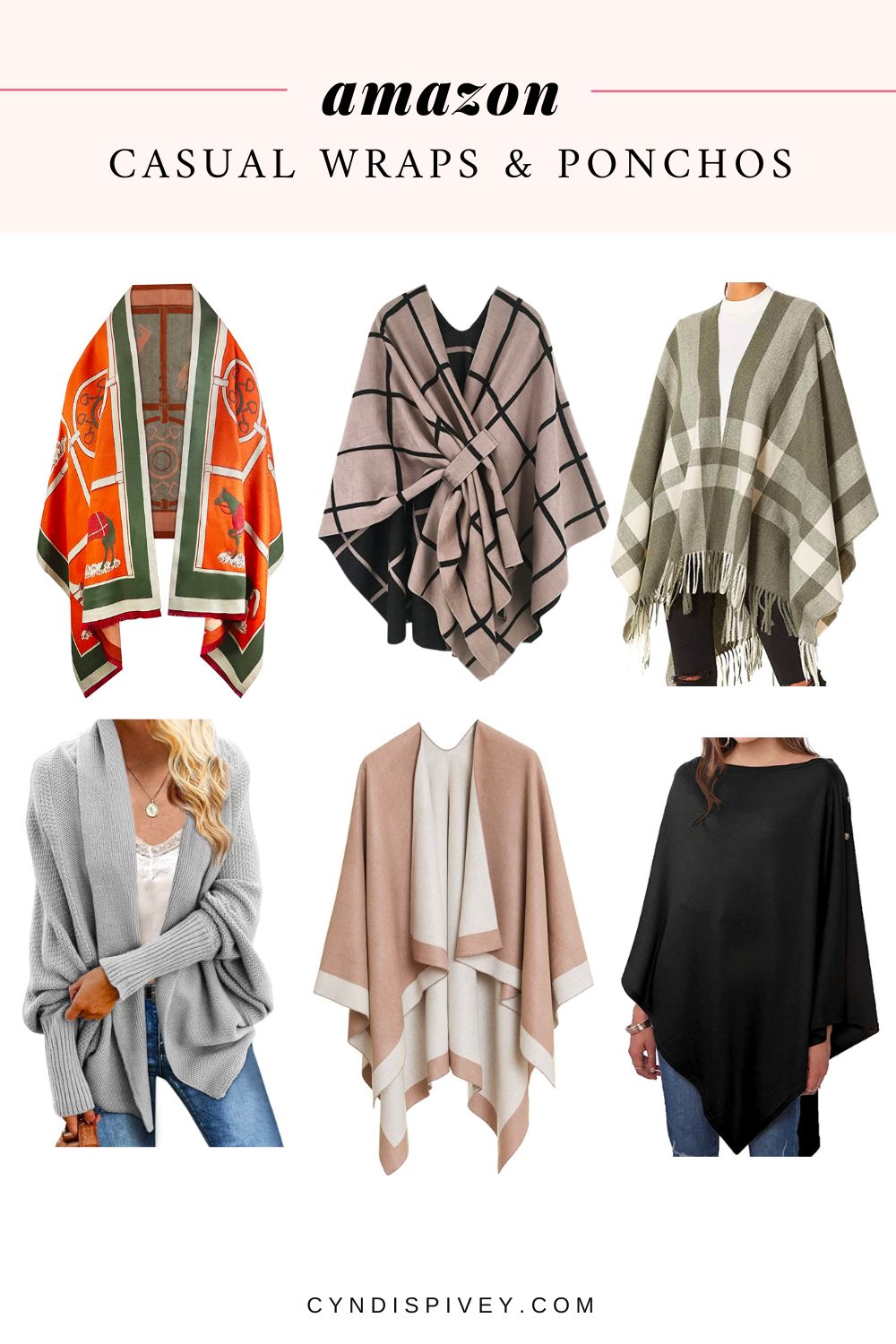 Casual Wraps and Ponchos from Amazon for Fall