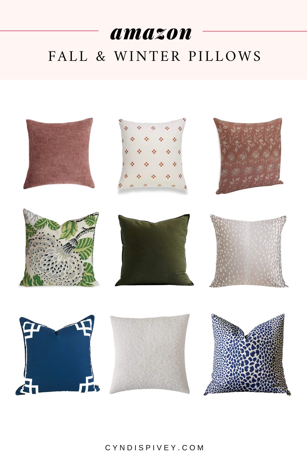 Fall & Winter Throw Pillows from Amazon