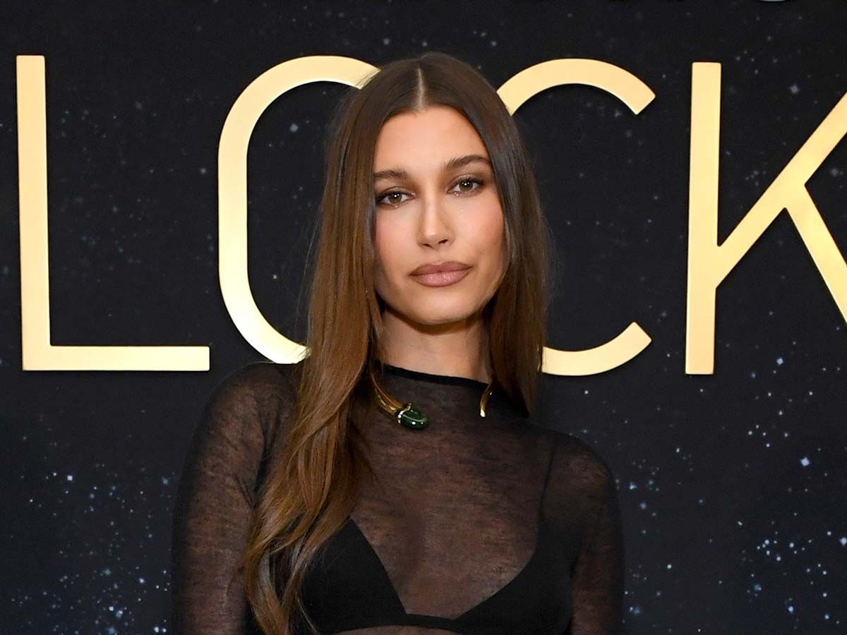 Hailey Bieber Wore a Fully Sheer Maxi Dress With Black Lingerie to an L.A. Party