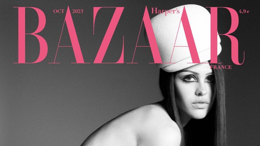 Amelia Gray Looks Très Chic on the October 2023 Covers of Harper’s Bazaar France