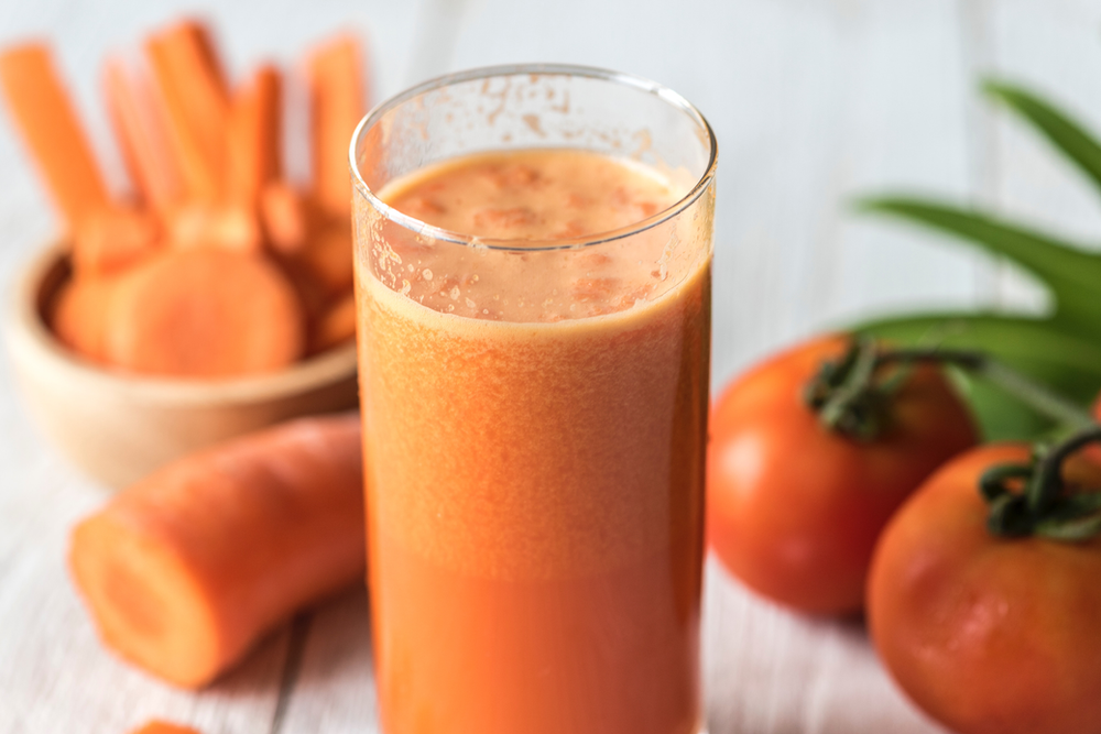 fresh carrot juice from a juicer