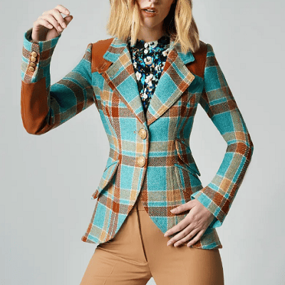 Splurge Monday’s Workwear Report: Hunting Plaid Leather-Panel Wool Blazer