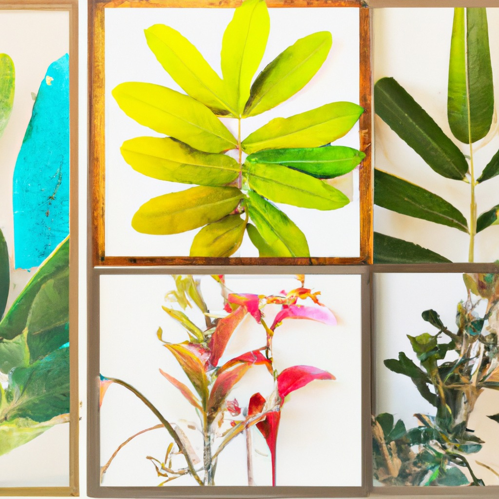 botanical wall art in a wooden frame