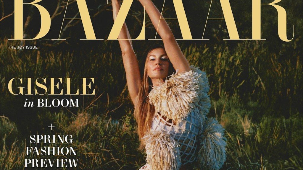Gisele Bündchen Strikes a Pose in Bottega Veneta on the February 2024 Cover of Harper’s Bazaar