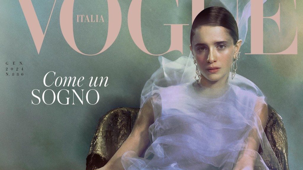 Benedetta Porcaroli Poses in Prada on the Cover of Vogue Italia for January 2024