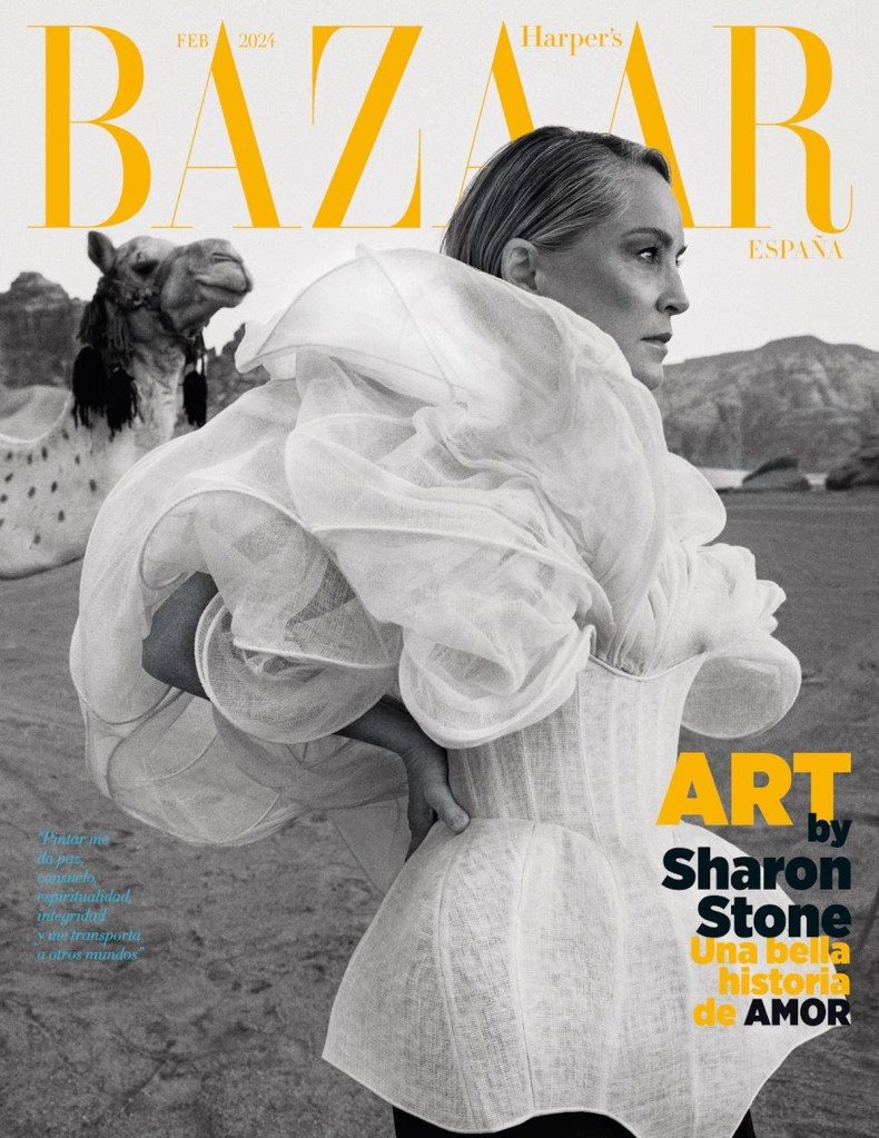 Harper’s Bazaar España February 2024 : Sharon Stone by Eric Michael Roy