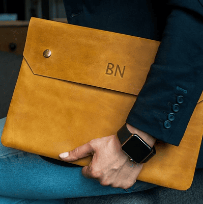 monogrammed folio leather document holder envelope clutch