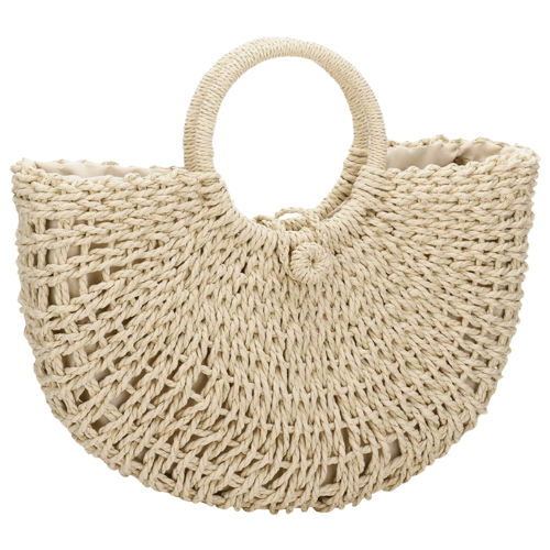 woven straw top-handle bag from amazon